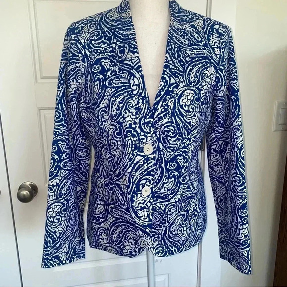 TALBOTS Navy Blue and White Blazer Like New - Picture 8 of 16